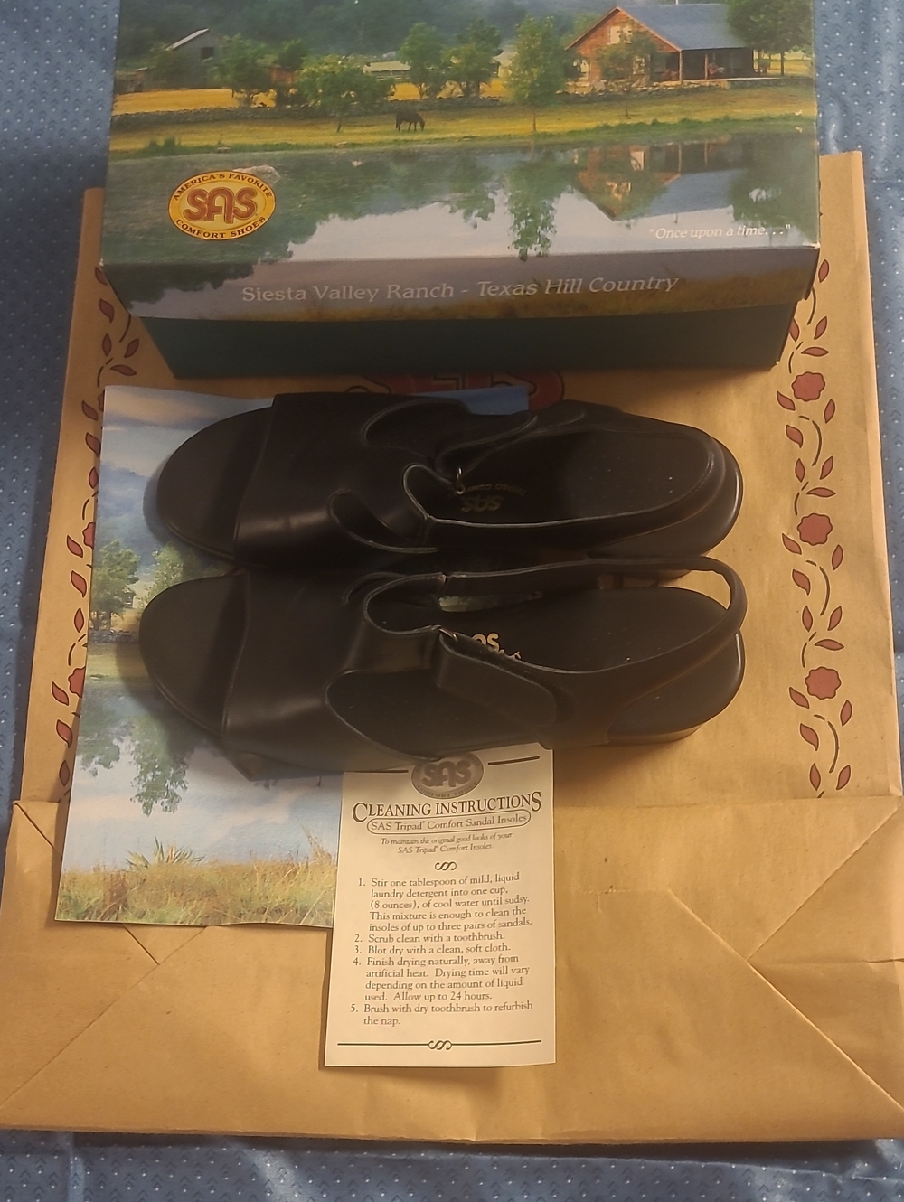 SAS Black Leather Slide Sandals